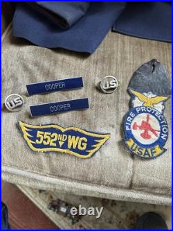 Vintage NAMED USAF MASTER SERGEANT E-7 COOPER UNIFORM GROUP DRESS UTILITY CAPS