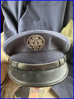 Vintage NAMED USAF MASTER SERGEANT E-7 COOPER UNIFORM GROUP DRESS UTILITY CAPS