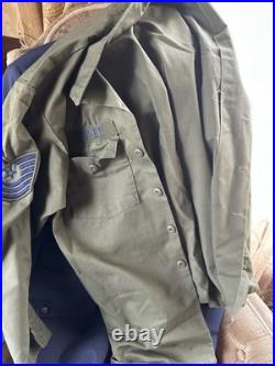 Vintage NAMED USAF MASTER SERGEANT E-7 COOPER UNIFORM GROUP DRESS UTILITY CAPS