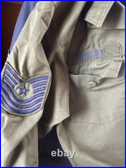 Vintage NAMED USAF MASTER SERGEANT E-7 COOPER UNIFORM GROUP DRESS UTILITY CAPS