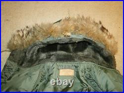 Vintage N 3B USAF Parka Coat Flyers Jacket 1962 Sz M