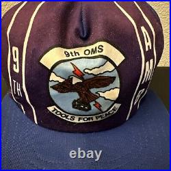 Vintage New Era AIR FORCE USAF 9th OMS Tools For Peace AMB SnapBack Hat Cap M-L