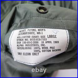 Vintage Original Usaf Us Air Force Flyers Jacket Large 1969 Vietnam Alpha