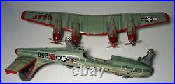 Vintage Tin Litho B-50 Boeing Superfortress USAF Airplane Friction Plane with Box