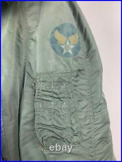 Vintage USAF Air Force Albert Turner N-3B Snorkel Parka Jacket Sage Green Large