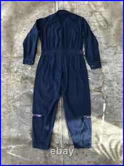 Vintage USAF Air Force Flight Suit L-1A Rare Navy Blue Light Flying Wool Gab M L