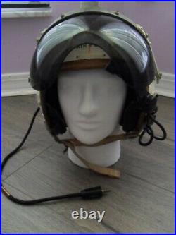 Vintage USAF P-4A Pilot Flight Helmet with Microphone attached early 50s