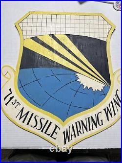 Vintage US Air Force 74 Missile Warning Wing Agency Plaque Wood