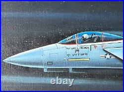 Vintage US Air Force F-15 Eagle Framed Oil Painting