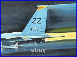 Vintage US Air Force F-15 Eagle Framed Oil Painting