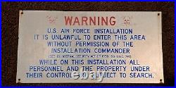Vintage US Air Force Installation Warning Sign 24x 12