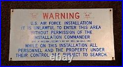 Vintage US Air Force Installation Warning Sign 24x 12