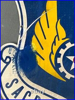 Vintage US Air Force Material Command Sacramento ALC Double Sided Metal Sign