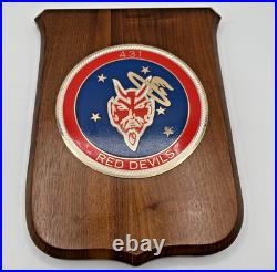 Vintage US Air Force Military Wooden Wall Plaque RED DEVILS 431st Squadron