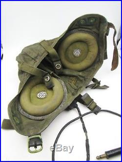 Vintage US Army / Air Force Nylon & Leather Pilot Summer Flying Helmet & Mask