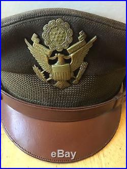 Vintage US WWII United States Army Air Force Lieutenant Visor Hat Columbin Mfg