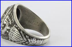 Vintage United States Air Force Miami Beach Sterling Silver Onyx Ring Signed