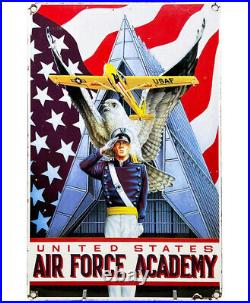 Vintage United States Air Force Porcelain Sign Marines Navy Top Gun Seal Gas Oil