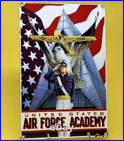 Vintage United States Air Force Porcelain Sign Marines Navy Top Gun Seal Gas Oil