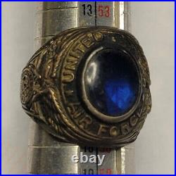 Vintage United States Air Force Ring Sterling Silver Blue Stone Uncas USAF Sz 8