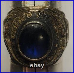 Vintage United States Air Force Ring Sterling Silver Blue Stone Uncas USAF Sz 8