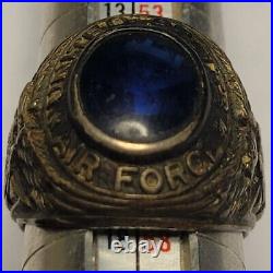 Vintage United States Air Force Ring Sterling Silver Blue Stone Uncas USAF Sz 8