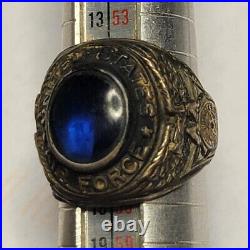 Vintage United States Air Force Ring Sterling Silver Blue Stone Uncas USAF Sz 8