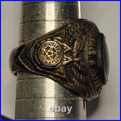 Vintage United States Air Force Ring Sterling Silver Blue Stone Uncas USAF Sz 8