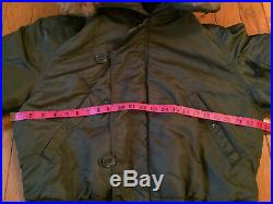 Vintage Us Air Force N-2b Flight Parka Jacket Real Fur Conmar Zipper Men Medium
