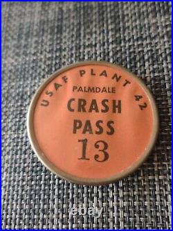Vintage Usaf Plant 42 Palmdale Crash Pass 13 Badge Pin Pinback