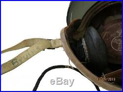 Vintage Vietnam Air Force USAF P-4A Pilot Flight Helmet White Visor Mic Cord XL