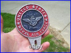 Vintage WW2 original US NAVAL AIR FORCE license plate topper sign navy old auto