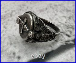 Vintage WWII US Air Corp Sterling Ring Hidden Secret Compartmen