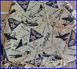 Vintage WWII US Army Twelfth 12th Air Force Silk Scarf Airplanes WW2 World War 2