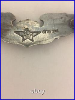 Vintage WWII United States Air force Pilot Wings Sterling Silver