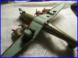 Vintage Yonezawa Japan BK-250 USAF FRICTION Bomber Tin Airplane rough 15x19in