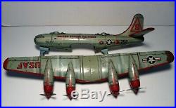 Vintage Yonezawa Japan Tin Friction Toy Airplane USAF United States Air Force