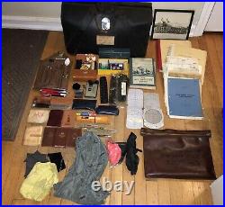 Vintage us air force leather officer flight bag brief case lot chas g stott usaf
