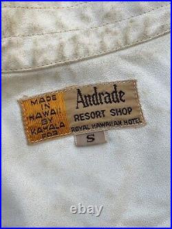 Vtg 1955 Andrade Resort Shop Royal Hawaiian Hotel Shirt USN T. Y. P. C. Size Small