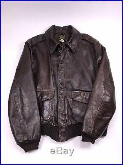 Vtg 1992 AVIREX Brown Leather USAF Type A-2 Flight Bomber Motorcycle Jacket 48
