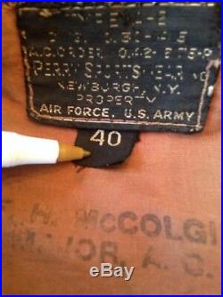 Vtg 40s WW2 USAF USAAF A2 A-2 Perry Sportswear Named Flight Jacket Size 40