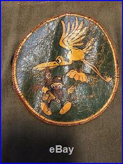 Vtg 40s WWII Air Force US Army Type A-4 Flight Suit Leather Squadron Patch