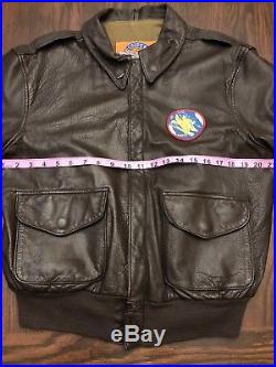 Vtg Cooper A-2 Goatskin Brown Hand Painted Leather Airforce Bomber Jacket Sz 44R