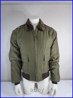 Vtg De Brabander Type B-10 Bomber Jacket Fur Lined sz 46 Air Force Army Green