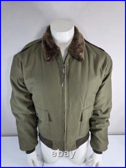 Vtg De Brabander Type B-10 Bomber Jacket Fur Lined sz 46 Air Force Army Green