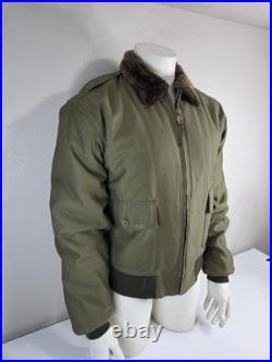 Vtg De Brabander Type B-10 Bomber Jacket Fur Lined sz 46 Air Force Army Green