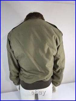 Vtg De Brabander Type B-10 Bomber Jacket Fur Lined sz 46 Air Force Army Green