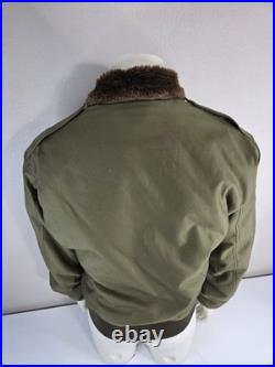 Vtg De Brabander Type B-10 Bomber Jacket Fur Lined sz 46 Air Force Army Green