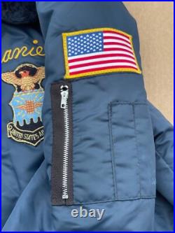 Vtg Golden's US Air Force Bomber Jacket BMTS Honor Flight Load Master Eagle Lg