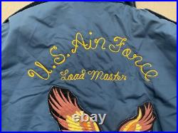 Vtg Golden's US Air Force Bomber Jacket BMTS Honor Flight Load Master Eagle Lg